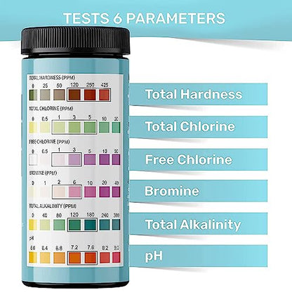 Hot Tub Test Strips for Spas - 6 in 1 Water Test [100 Pack] | Includes 100 hot tub test strips that measure chlorine, bromine, pH, alkalinity and hardness with results in 30 seconds. - style: HOT TUB TEST STRIPS - 100 STRIPS