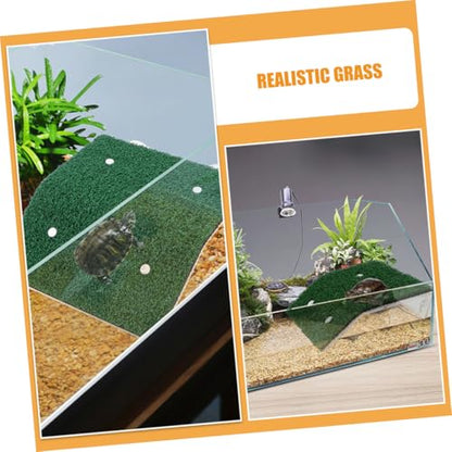 HANABASS 2pcs Plastic Turtle Basking Platform Cup Realistic Grass Terrarium Accessory for Reptiles Aquatic Pets and Turtles and Easy to Clean