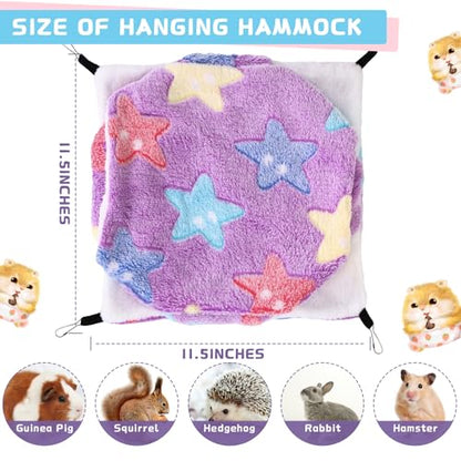 Sadnyy 6 Pcs Rat Hammocks Small Rodent Hanging Bed,Fresh Pattern | Rat Hammock for Cage, Small Animal Hammocks, Sugar Glider Hammock, Rat Cage Accessory for Chinchilla Glider Squirrel Reptiles
