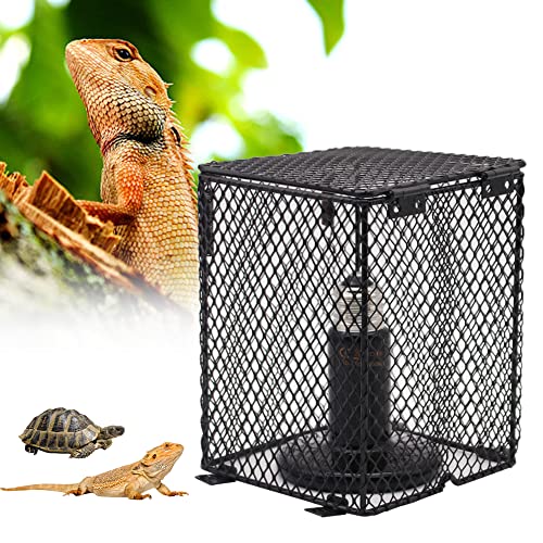 Reptile Lampshade Heating Lamp Shade 100W Ceramic Lamp & Cubiod Heater Guard Anti Scald for Lizards Spider and Amphibians Tortoises Gecko