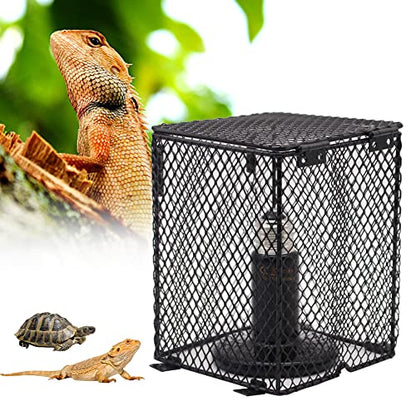 Reptile Lampshade Heating Lamp Shade 100W Ceramic Lamp & Cubiod Heater Guard Anti Scald for Lizards Spider and Amphibians Tortoises Gecko