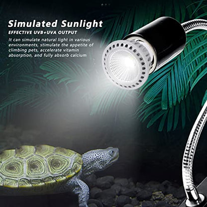 Sun Basking Lamp Bulb, Turtle Basking Light Bulb UVA UVB Concave and Convex Mirror Full Spectrum LED Reptile Heat Lamp Bulb Replacement (Silver 5.0) - color: Silver 5.0