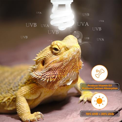 LUCKY HERP UVA UVB Reptile Light 10.0, Desert UVB 150 Compact Fluorescent Lamp, UVB Light for Reptiles 15W, UVA UVB Reptile Light Bulb, UVB Bulb for Reptiles Bearded Dragons Lizards Tortoises Snakes - style: UVB10.0 15W