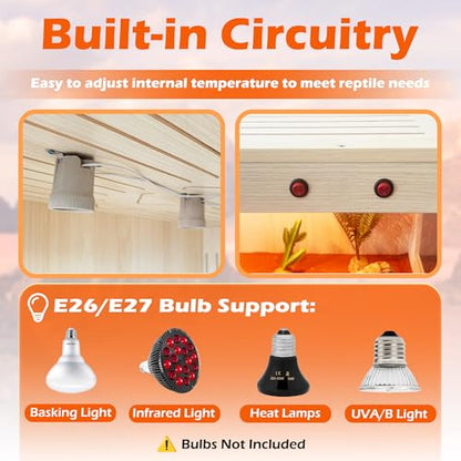 ROYXEN Reptile Tank 34 Gallon, Bearded Dragon Tank with Leg Stand, Tempered Glass Reptile Enclosure, Lizard Tank for Chameleon, Lizard Habitat (Oak, 32 Length Inch) - color: Oak, size: 32"x16"x15.5"