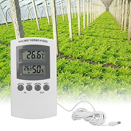 LCD Temperature Humidity Monitor Dual Screen Display, High Accuracy ±1% RH ±0.5°C with Memory Function, for Greenhouse Garden Wine Cellar Refrigerator Camping (182 Characters)