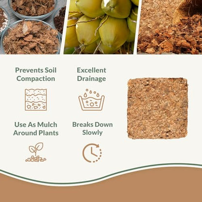 Coco Chips Mulch Brick (10lbs) - 100% Organic Mulch Medium for Garden Beds, Landscaping, & Outdoor Plants - Compressed Coconut Husk Chips - Retains Moisture in Potting Soil & Containers - color: Coco Chips (10lbs)