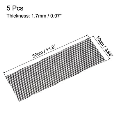 MECCANIXITY 5 Pcs Flower Pot Hole Mesh Pad 11.8x3.9" Invisible Rigid Plastic Bottom Grid Drainage Screens Prevent Soil Loss for Plant Containers, Bonsai (Black) - size: 30cmx10cm
