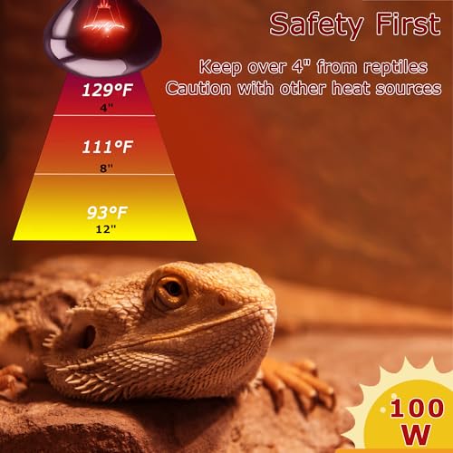 75W Infrared Red Reptiles Basking Spot Light Bulb,All-Day Heating | Promotes Growth & Vitality, Heat Lamp for Amphibians, Bearded Dragons, Turtles, Snakes & Chicks, Terrarium & Brooder Heater - color: Red Infrared, size: 75W-3.15″