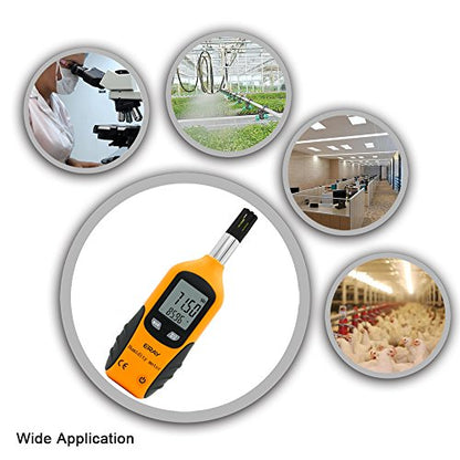 Digital Psychrometer Thermometer Hygrometer with Backlight, ERAY Temperature and Humidity Reader Meter Thermo-Hygrometer with Dew Point and Wet Bulb Temperature, 9V Battery Included(Yellow) - color: Yellow