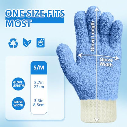 MIG4U Microfiber Dusting Gloves House Cleaning Glove for Blinds, Windows, Shutters, Furniture, and Car, Reusable Lint-Free Blue 2 Pairs S/M - color: Blue Mitten + Gloves, size: Small-Medium