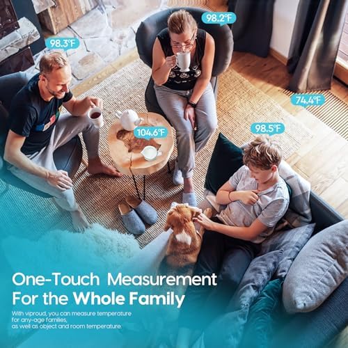 Viproud Thermometer for Adults and Kids, Fast Accurate Baby Thermometer | 1 second Result, Fever Alarm, Mute Mode, Body & Object Mode, 35 Memory Recall, Baby Essentials, Lifetime Support - color: White