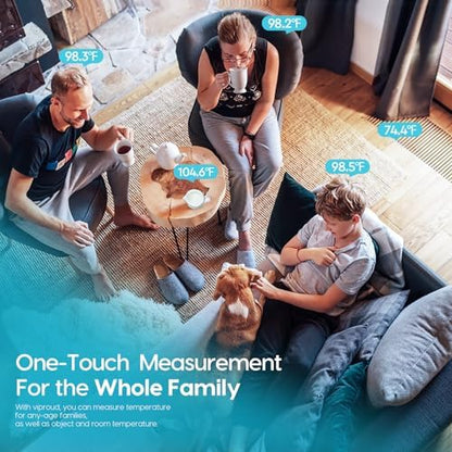 Viproud Thermometer for Adults and Kids, Fast Accurate Baby Thermometer | 1 second Result, Fever Alarm, Mute Mode, Body & Object Mode, 35 Memory Recall, Baby Essentials, Lifetime Support - color: White