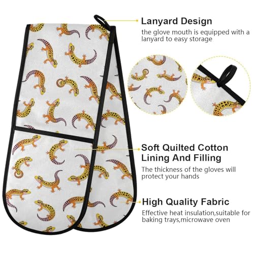 Dual-functionality Mitts and Pot Holders Sets High Heat Resistant Pot Holder Gloves Kitchen Aid BBQ (Leopard Pet Leopard Lizard Reptiles) - color: Leopard Pet Leopard Lizard Reptiles