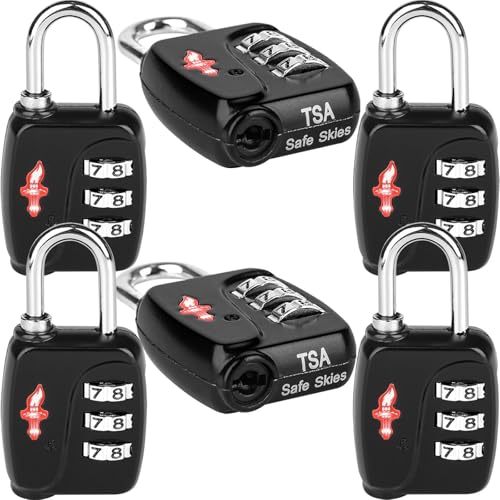 Safe Skies 3-Digit TSA Lock 6-Pack Black – Easy Set for Luggage | 2/4/6 pack. 3-digit resettable. TSA Safe Skies recognized. Lightweight. 90-day warranty. - color: 6 PACK BLACK