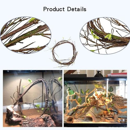 5Pcs Reptile Vines for Terrarium 13FT Flexible Jungle Climbing Vine Branch for Bearded Dragon Plastic Plants and Leaves Tank Accessories Decor for Gecko Lizard Snake Chameleon Hermit Crab Frog