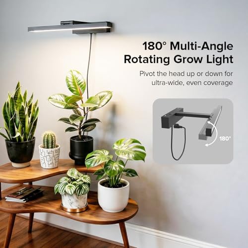 SANSI Wall Mounted Grow Lights for Indoor Plants, 35W LED Plant Lights | Full Spectrum Plant Lights for Indoor Growing, 4-Level Dimmable 4000K Grow Lamp, 4/8/12H Remote Timer