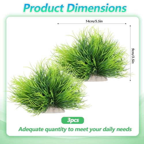 3 Pack Aquarium Plants, Realistic Plastic Fish Tank Plants Green Artificial Aquarium Decor Fish Tank Decorations for Aquascaping Reptile Terrariums