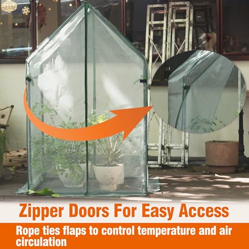 Gardzen Mini Greenhouse with Zipped Mesh Cover 36.2"(L) x36.2(W) x59.5(H) | Steel Frame Portable Outdoor Greenhouse, Enhanced Ventilation, Ideal for Spring, Summer & Fall - size: 36”(L) x36”(W) x59”(H)