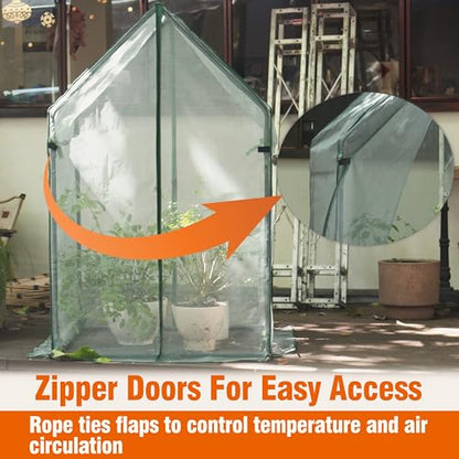 Gardzen Mini Greenhouse with Zipped Mesh Cover 36.2"(L) x36.2(W) x59.5(H) | Steel Frame Portable Outdoor Greenhouse, Enhanced Ventilation, Ideal for Spring, Summer & Fall - size: 36”(L) x36”(W) x59”(H)