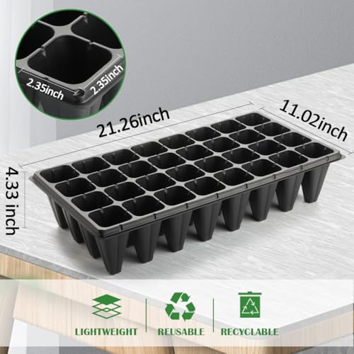 RooTrimmer 10 Pack 32 Cell Seed Starter Trays - Extra Deep 4.33" Plastic Nursery Trays, 20" x 10"，Fits Standard 1020 Flats - color: Black, size: 32 cells-10p
