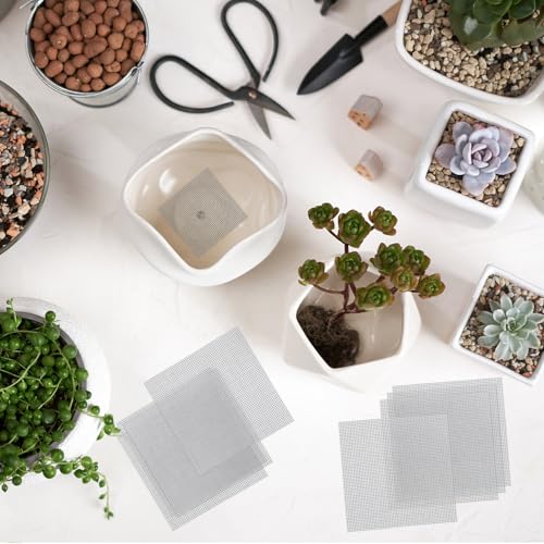 50 Packs 4 Inch Flower Pot Hole Mesh Pad, Plastic Mesh Screen Bonsai Bottom Planter Drainage Hole Grid Mat, Plant Succulent Pot Screens Mat Prevent Soil Loss - color: 50 Pcs, size: Square - 4"