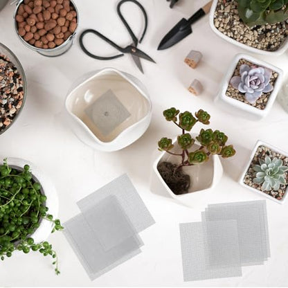 50 Packs 4 Inch Flower Pot Hole Mesh Pad, Plastic Mesh Screen Bonsai Bottom Planter Drainage Hole Grid Mat, Plant Succulent Pot Screens Mat Prevent Soil Loss - color: 50 Pcs, size: Square - 4"