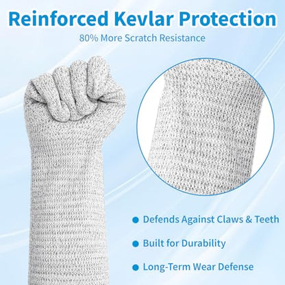 Pet Handling Gloves - Extra Long Cat Grooming Arm Sleeves, Anti-Scratch Arm Protection Sleeves for Handling Aggressive Cats, Scratch Resistant Gloves for Nail Trimming & Bathing