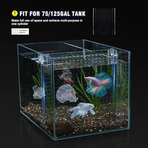 Acrylic Fish Tank Divider,75 Gallon Tank Divider,Adjustment Clear Fish Tank Separator Set with Suction Cups (75gal/125gallon) - size: 18''x20''(75/125gal)