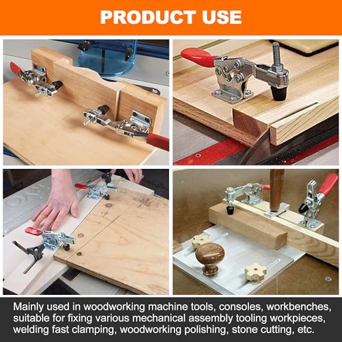 10 Pack Toggle Clamps, Hold Down Clamp 220Lbs Holding Capacity Quick Release Horizontal Clamps with Rubber Pressure Tip for Woodworking Jigs and Fixtures, Welding, Drill Press, Crosscut Sled - size: 10Pack-201B