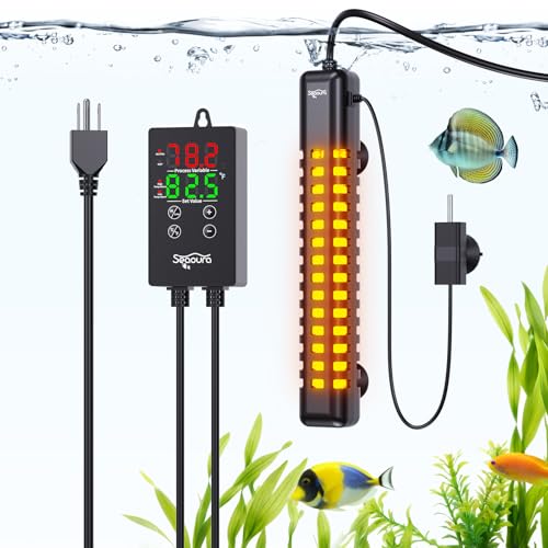 SEAOURA 300W Aquarium Heater for 50-60 Gallon Fish Turtle Tank Thermostat | Adjustable Max & Min Temperature Protection, 10.4 IN Submersible Heater Auto Power-Off External Controller Salt/Freshwater - size: 50-60 Gallon Tank