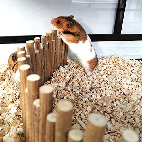 Ejoyous Hamster Wooden Bridge, Wood Ladder Hamster Fence Hideout Cage Bedding Climbing Toys for Syrian Hamsters Gerbil Small Animals (40CM Fence) - size: 40CM Fence