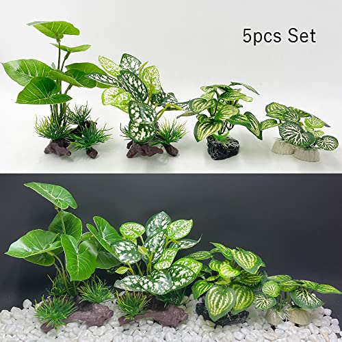 Fish Tank Decorations Aquarium Decoration Ornaments Accessories Betta Fish Hides Cave Rest Soft Leaf (Mix-Leaf-Set-C)
