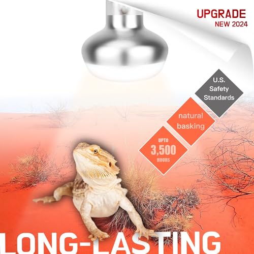 Reptile Heat Lamp, 2 Pack 75W Intense Basking Bulbs Light for Reptiles, UVA Daylight Basking Light for Bearded Dragon, Lizard, Gecko,Turtle, Reptile Heat Bulb