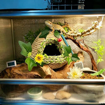 Reptiles Hide, Handcrafted,Reptile Cave Hideout Tank Accessories Decorations, Great for Reptiles, Amphibians, Snake，Leopard Gecko, Lizard