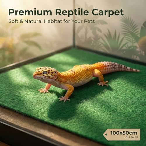 MAQIHAN Reptile Carpet for 40 Gallon - 39 x 20 Inch Reptile Mat, Green | Bearded Dragon Mat, Cut-to-Fit Terrarium Liner for Leopard Geckos, Snakes, Lizards and Tortoise Habitats