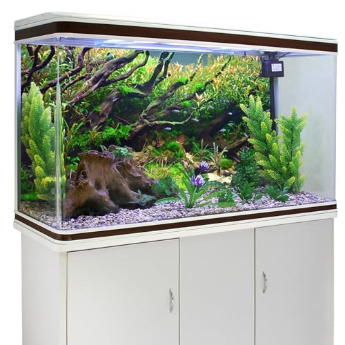 YongFoto Fish Tank Background 24x12 inch Aquarium Background River Bed Waterweeds Moss Lake Aquatic Plant Undersea Tree Branch Backdrop Reptile Habitat Terrarium Background - color: Green-2, size: 24x12in/60x30cm