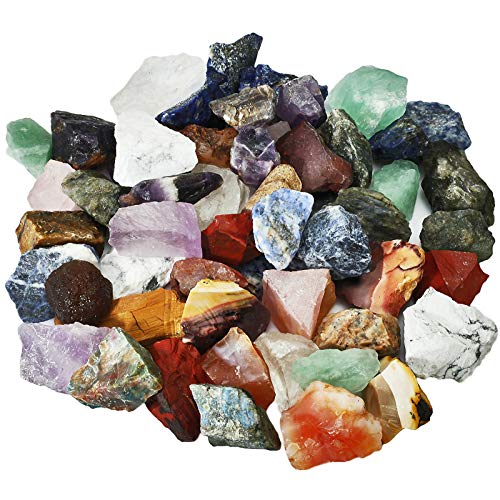 SUNYIK 1LB Natural Raw Assorted Stones Rock for Tumbling Cabbing | Irregular Healing Crystal Rock Stones for Aquarium, Terrarium Fish Tank, Fountain Rocks, Jewelry Making, Rock Collections - color: #1-Assorted Stones(1"-2.5")