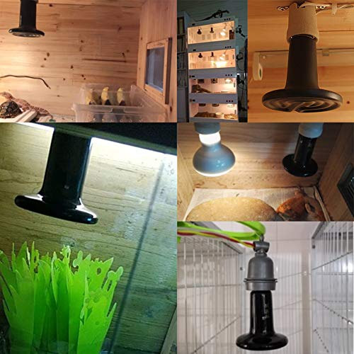 Reptile Heating Lamp Bulb 2pcs Amphibian Ceramic Heat Emitter (Black, 100W) | No light Emitted, long-lasting, No Nose Rapid Heating for lizard chameleon dragon turtle, Amphibian, Poultry ,Cat, in winter