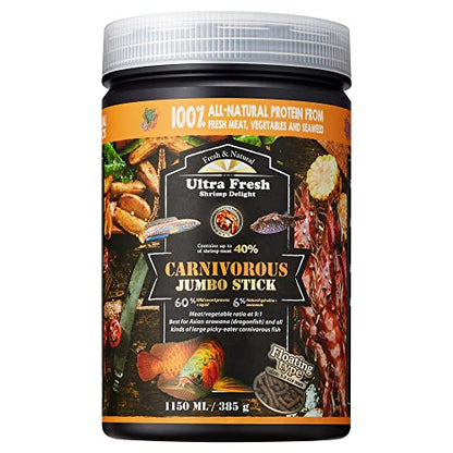 Ultra Fresh Monster Fish Food, Wild Sword Prawns, Floating Sticks for Oscars, Bass, Large Cichlids and Tropical Fish, Carnivorous Jumbo Stick 13.58 oz - size: 13.58 Ounce (Pack of 1)