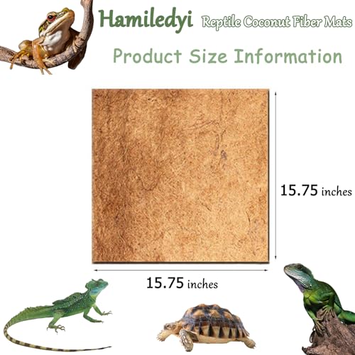 Hamiledyi Reptile Carpets 4Pcs Natural Coconut Fiber Tortoise Carpet Mats for Pet Terrarium Liner Reptile Supplies for Lizard Snake Chameleon Turtle Bedding Bunny Rabbit Mat - size: 15.75×15.75 inches