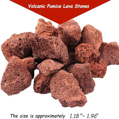 Tfwadmx 10 Pcs Aquarium Red Lava Rock Fish Tank Volcanic Pumice Stones for Shrimp Betta(1.18''-1.96'') - color: Red, size: M:1''-2''