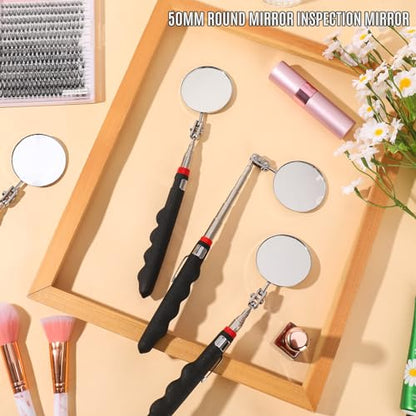 6 Pcs Telescoping Inspection Mirror 30 Inch Mechanical Mirror Tool | Retractable Under Vehicle Inspection Mirror,Car Visual Reflector Detection Mirror Repair Tool