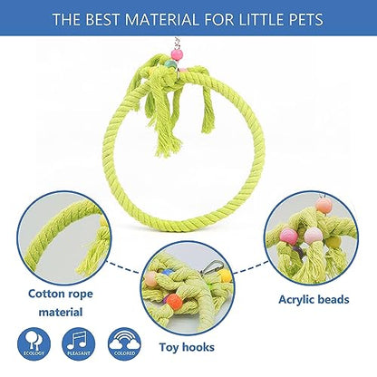 3 Pack Swing Hanging Toys,Bird Climbing Rope Net Ladders Small Medium Pet Activity Toy Suitable for Parakeet,Cockatiel,Cockatoo,Hamster,Rat,Ferret(Random Color) - color: Yellow