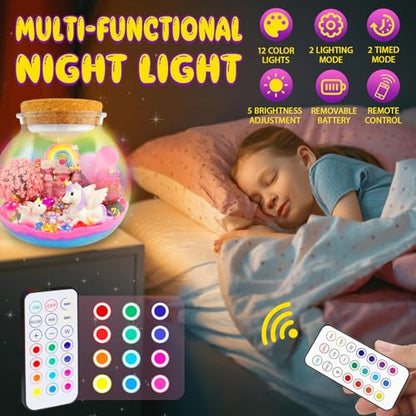 7july Unicorn Terrarium Crafts Kit for Kids-LED Night Light Up & Remote Unicorn Birthday Gifts Toys for Girls Ages5 6 7 8 9 10 Year Old-Christmas Gifts for Girls - style: Unicorn
