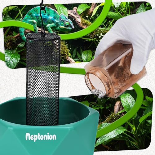【Metered Dose; ~0.4 g/Press】 Reptile Calcium Powder Mixer, Cricket Keeper Dispenser Feeder, One-Click No-Mess Duster for Chameleon, Gecko, Lizard & Frog