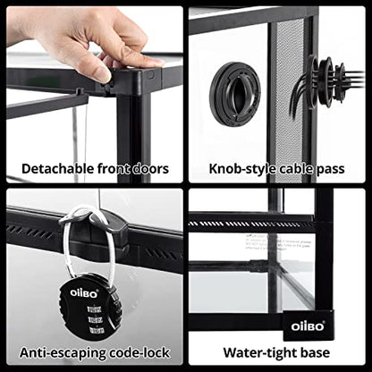 Glass Reptile Terrarium, 40"x20"x20" Bearded Dragon Tank with One-Hand Opening Front Hinge Doors, Top and Front Ventilation, Reptile Habitat for Bearded Dragon Ball Python Snake Gecko Knock-Down - style: 40"x20"x20"(70 Gal)