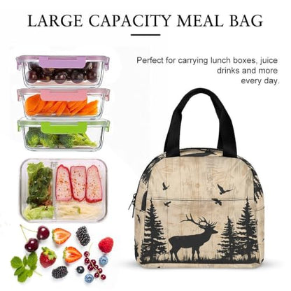 Rustic Woodland Deer Lunch Bag for Women Men | Insulated Lunch Box Leakproof Food Meal Containers Reusable Foldable 6L Capacity Lunch Tote Bags for Work Picnic Travel - color: Style 4