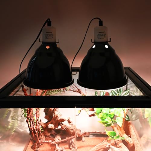 Reptile Light Fixture 2 Pack 7.5Inch Deep Dome Lamp Fixture,Optical Reflection Reptile Heat Lamp Bulb Lampshade for Bearded Dragon, Turtle, Snake and Lizard Terrarium - size: 7.5inch 2Pack