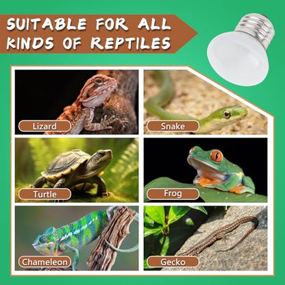LUCKY HERP Heat Lamp Bulbs, 40W Reptile Heat Lamp 2 Pack Reptile Heat Lamp Bulbs, Daylight Basking Spot Heat Light Bulb, Amphibians Lamp Bulbs for Chameleons, Snakes, Lizard, Turtle - color: 40-d