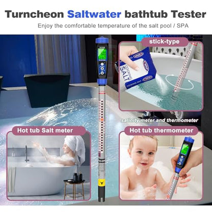 Truncheon Salt Meter Digital Salinity Tester for Saltwater Pool&Spa | Pool Tester Digital,Accurate Salt Testing Kit for Sodium Chloride Content 0-5100 ppm, Swimming Pool, Spa, Hot Tub - color: Black salinity meter